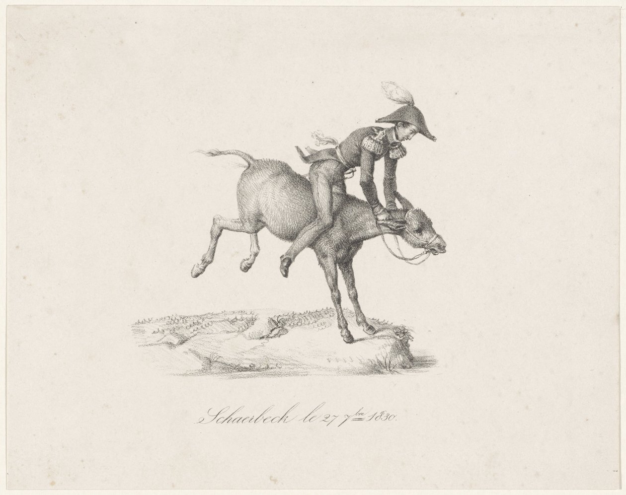 Príncipe Frederik sobre o burro, 1830
Schaerbeck le 27 7bre 1830 (título sobre o objecto) de Anonymous