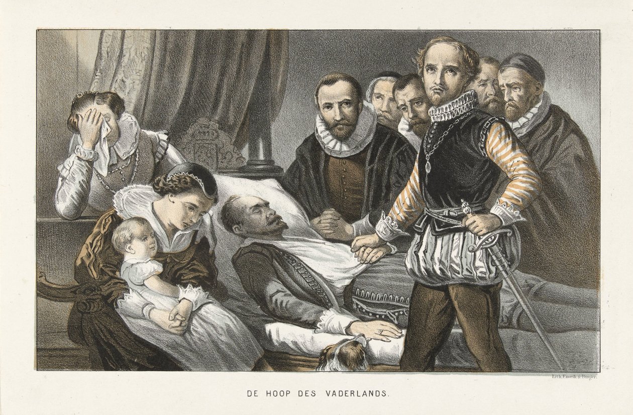 Príncipe Maurice no cadáver do Príncipe Guilherme o Silencioso, 1584
A esperança da pátria (título sobre o objecto) de Anonymous