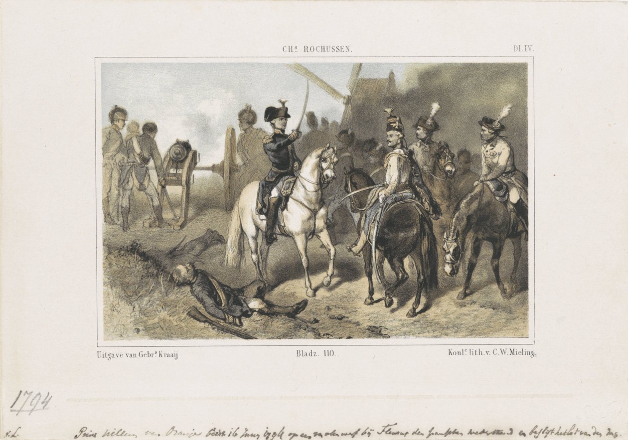 O Príncipe Guilherme na batalha de Fleurus, 1794 de Anonymous