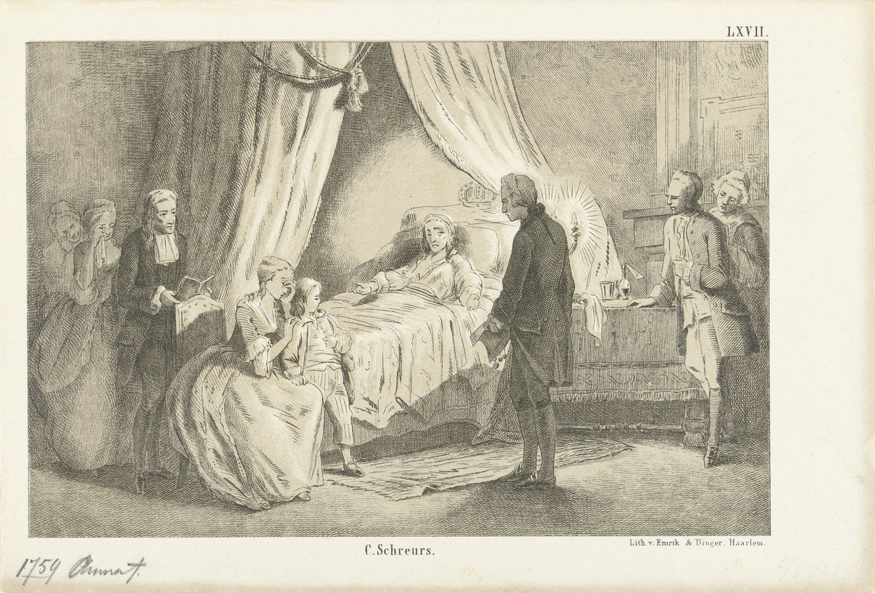 Princesa Anna em seu leito de morte, 1759 de Anonymous