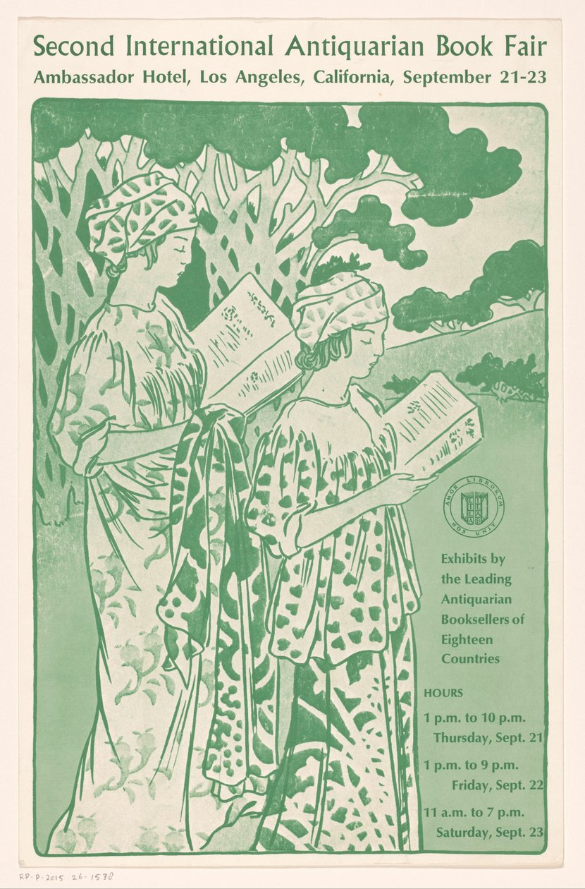 Reclamebiljet para a Segunda Feira Internacional do Livro Antiquário em Los Angeles Segunda Feira Internacional do Livro Antiquário (título no objeto) de Anonymous