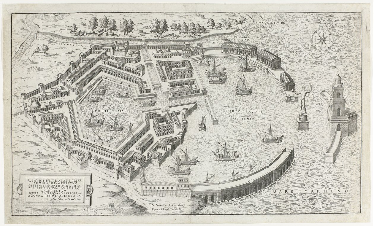 Reconstrução do antigo porto de Óstia
Speculum Romanae Magnificentiae (título da série) de Anonymous