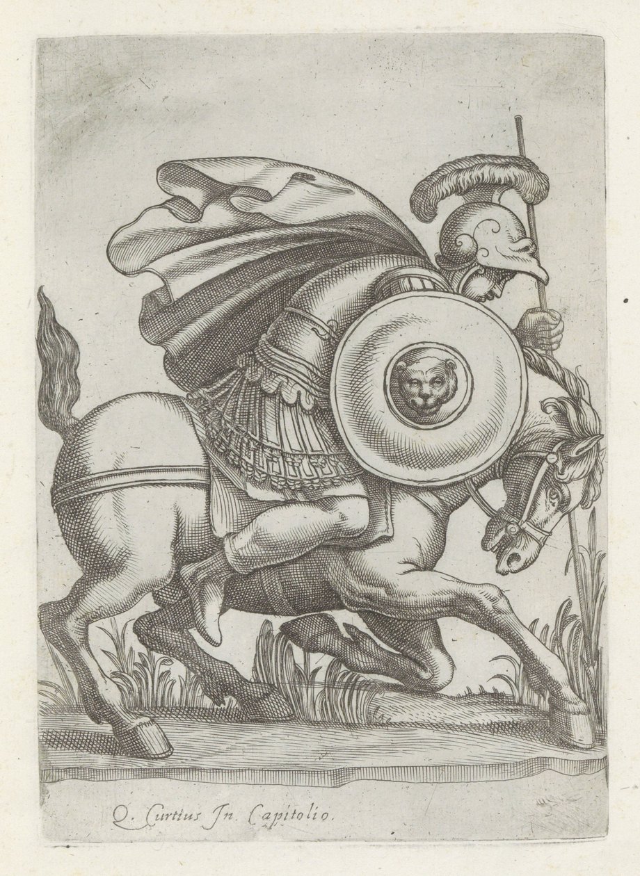 Reliëf conheceu o pai de Marcus Curtius Esculturas antigas em Roma (título da série) Ícones das antigas estátuas da cidade de Roma que são vistas em locais públicos (título da série) de Anonymous