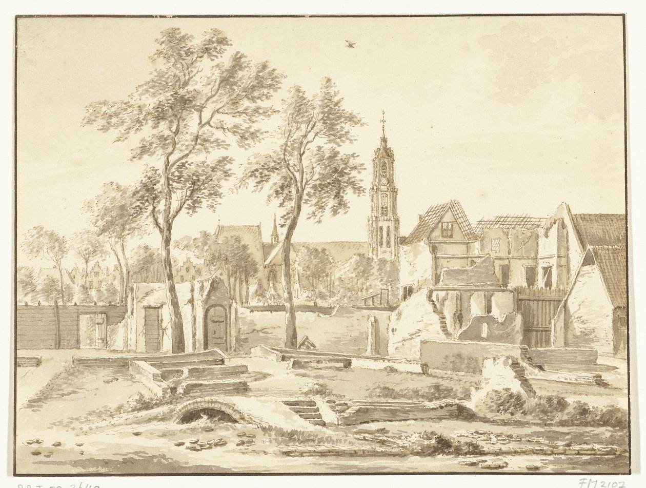 Ruína em Delft após a catástrofe da pólvora, 1654 de Anonymous