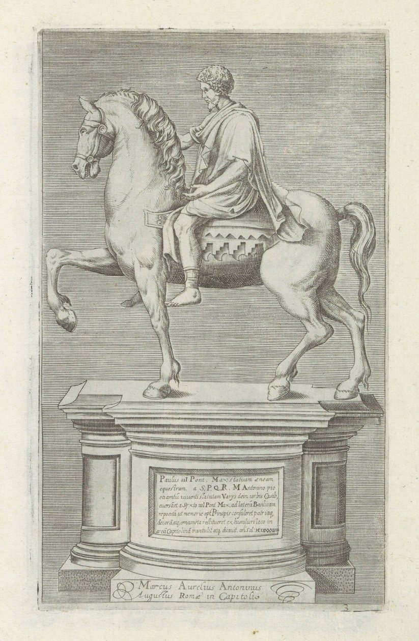 Ruiterstandbeeld van Marcus Aurelius
Escultor antieke em Roma (título da série)
Antiquarum statuarum urbis Romae quae in publicis locis visuntur icones (título da série) de Anonymous