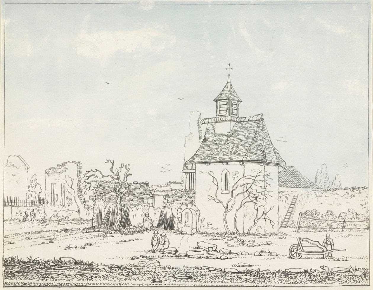 Ruínas de Hougoumont Sete placas de Waterloo e seus arredores (título da série) de Anonymous