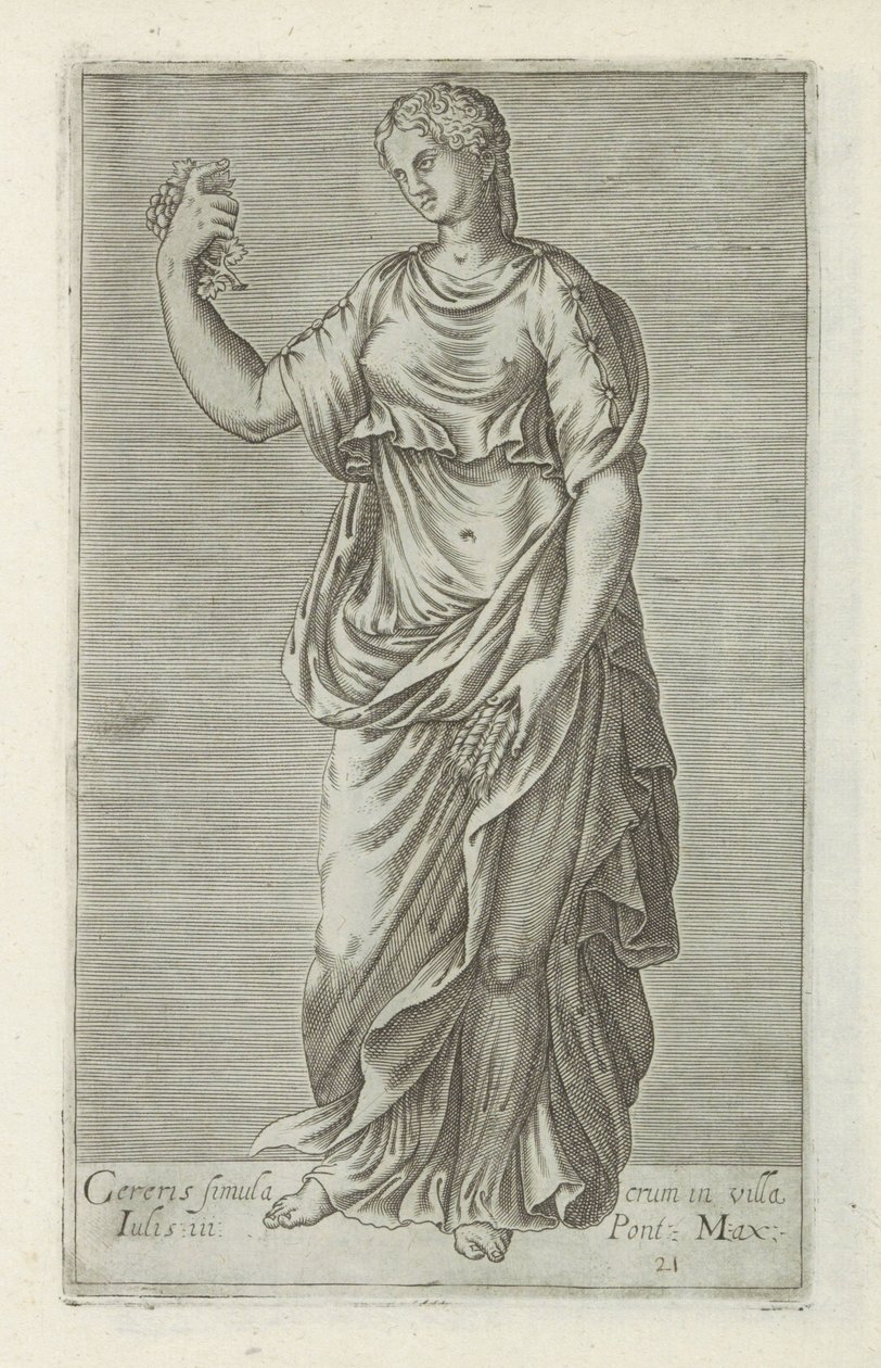 Sculptuur van Ceres
Cereris simulacrum na villa Iulis iiii Pont. Max. (título sobre o objecto)
Escultor antieke em Roma (título da série)
Antiquarum statuarum urbis Romae quae in publicis locis visuntur icones (título da série) de Anonymous