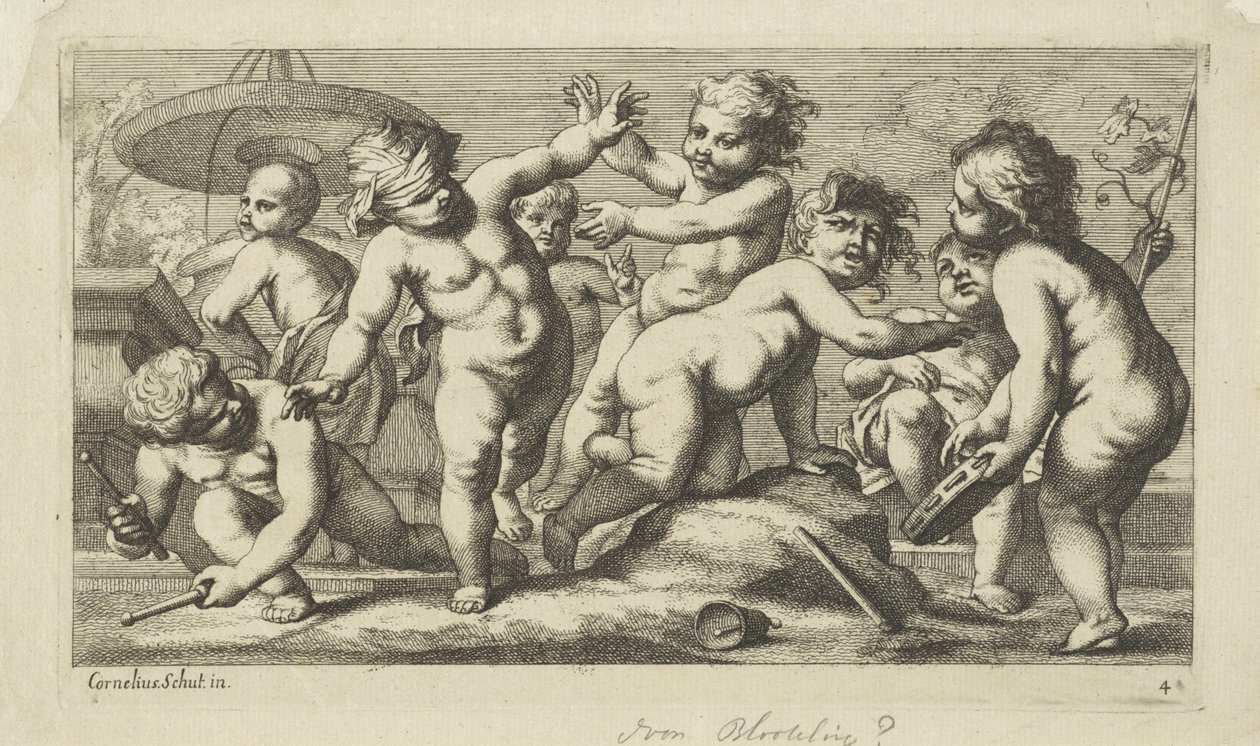 Putti jogando por uma fonte Jogando putti (título da série) de Anonymous