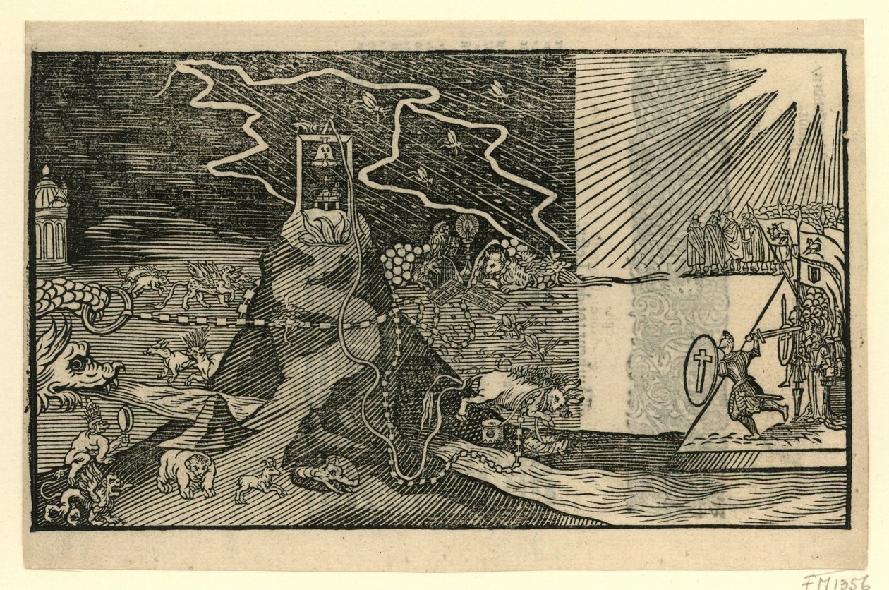 Desenho animado sobre Jacobus Taurinus, 1615 de Anonymous