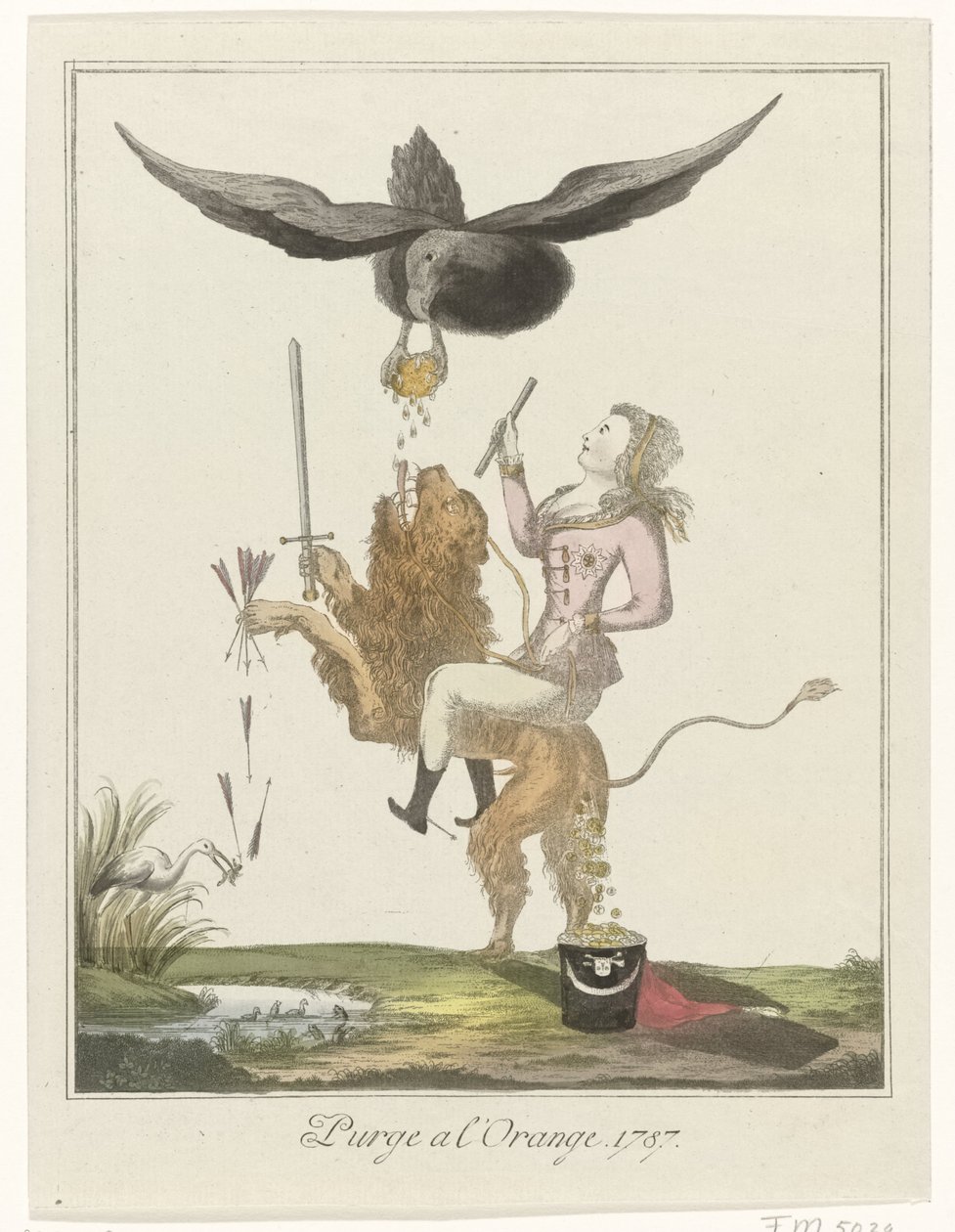 Caricatura do pagamento holandês à Prússia, 1787 Purgue um l