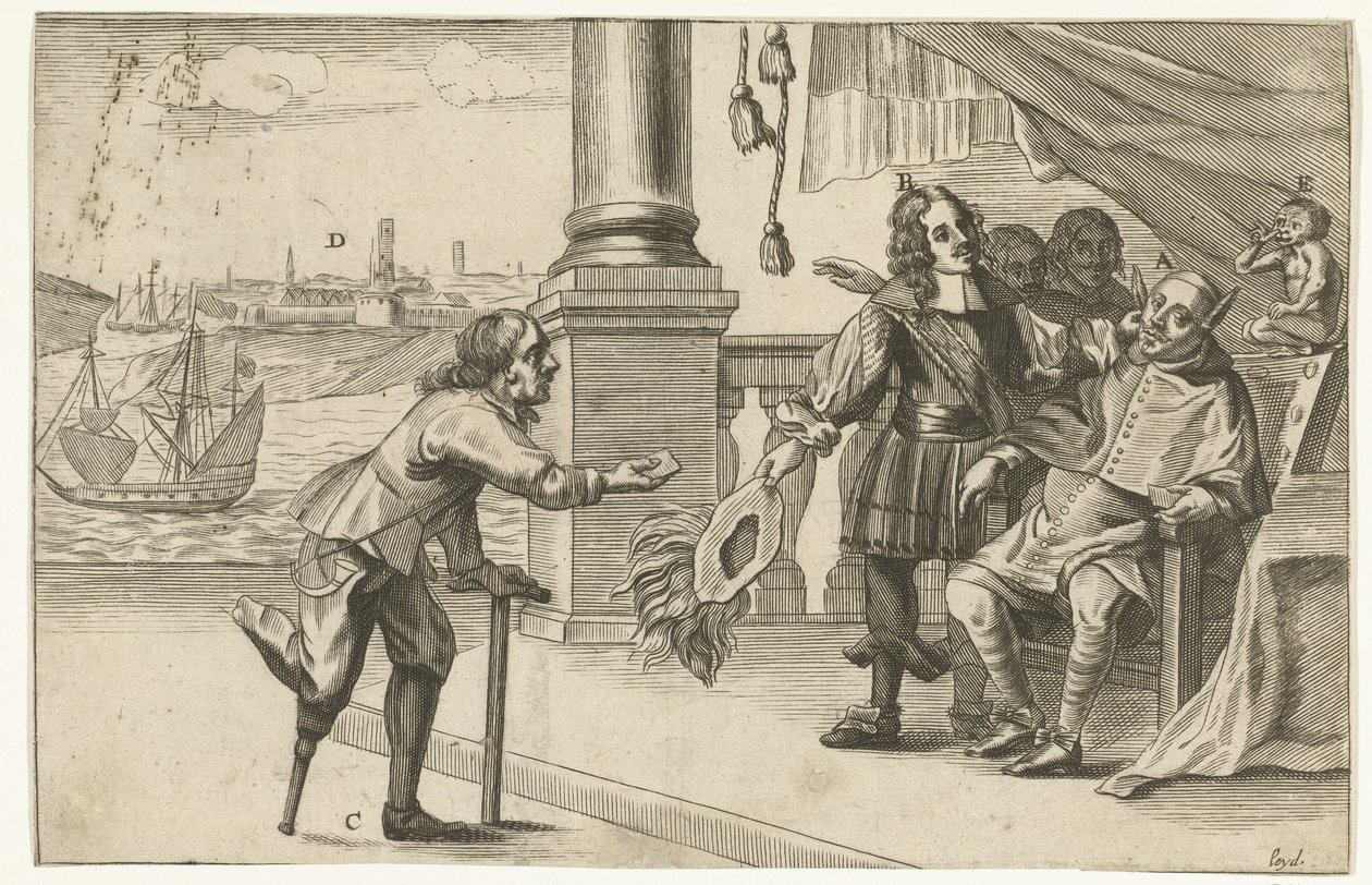 Desenho do ataque fracassado em Ostende, 1658 Diálogo de Ostende (título no objeto) de Anonymous