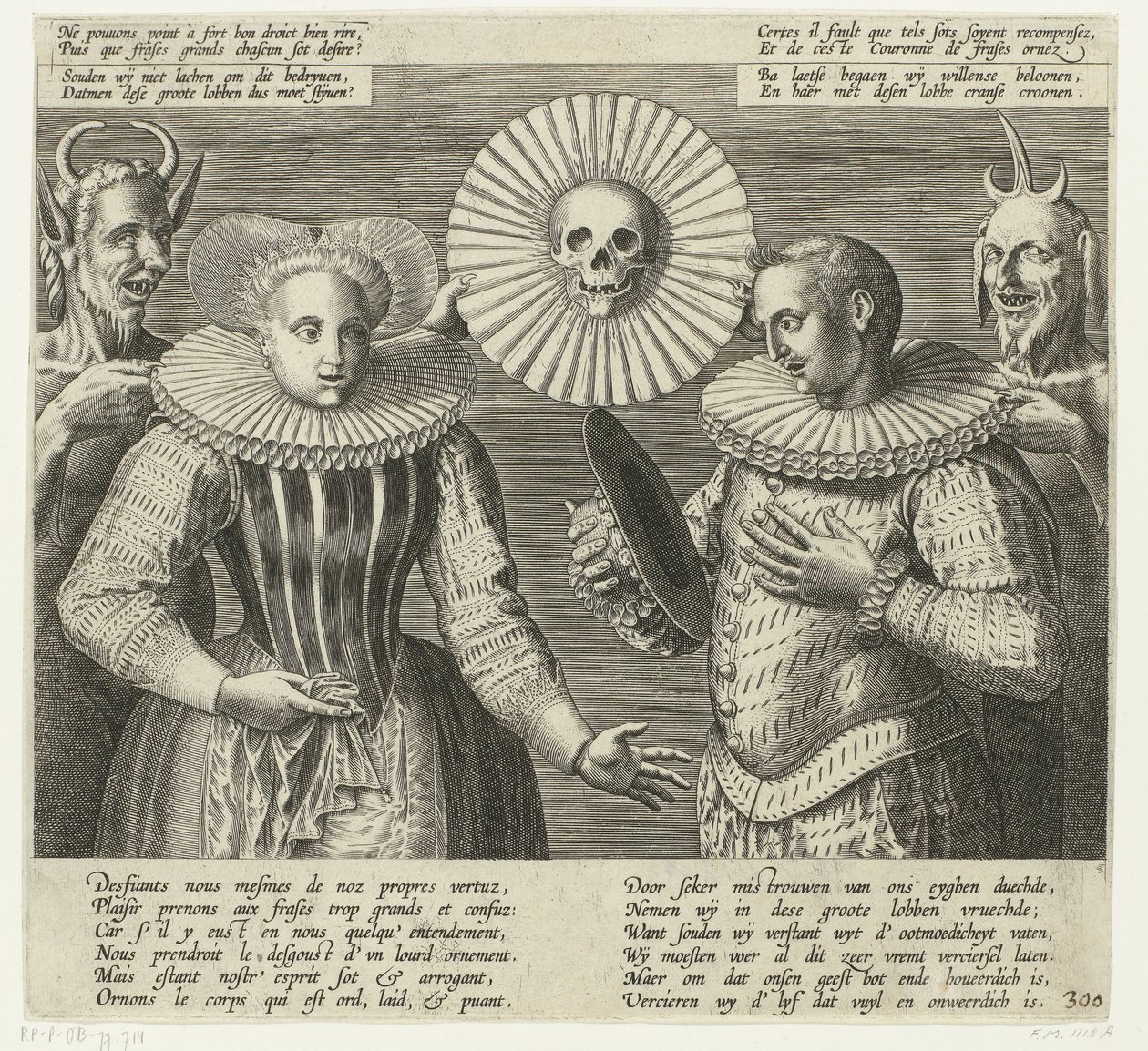 Desenho animado no colarinho rígido plissado, c. 1600 de Anonymous