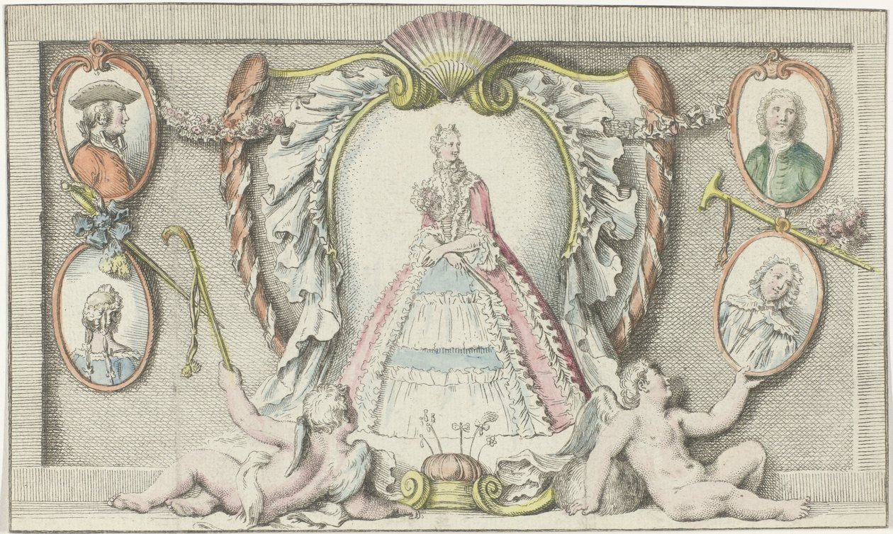 Mulher de pé, dois putti e quatro medalhões
Modos de 1730
Mercure de France (título da série) de Anonymous