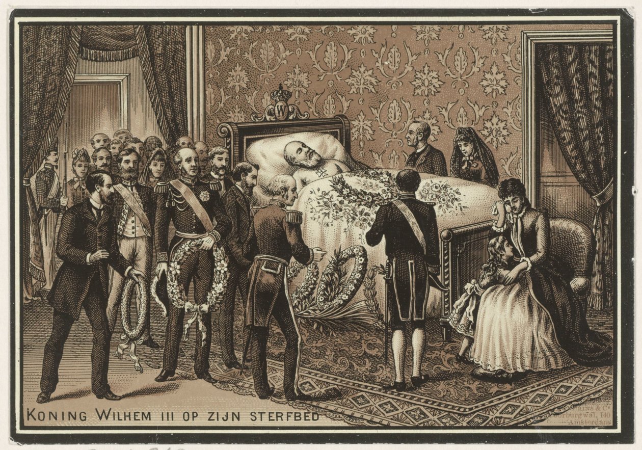 Leito de morte de William III, rei dos Países Baixos de Anonymous