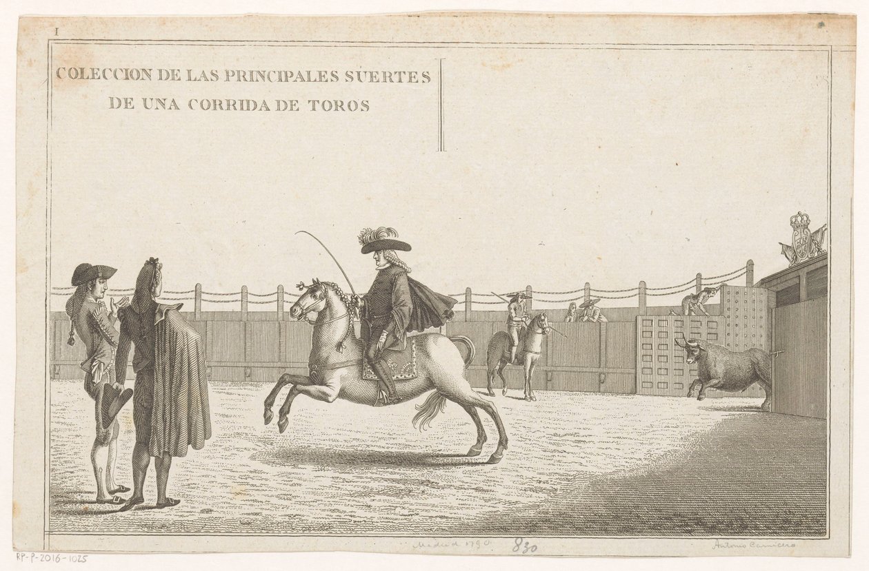 Toureiros em uma arena Coleccion de las principales suertes de una corrida de toros (título da série no objeto) Colecção das manobras tauromáquicas mais importantes (título da série) de Anonymous