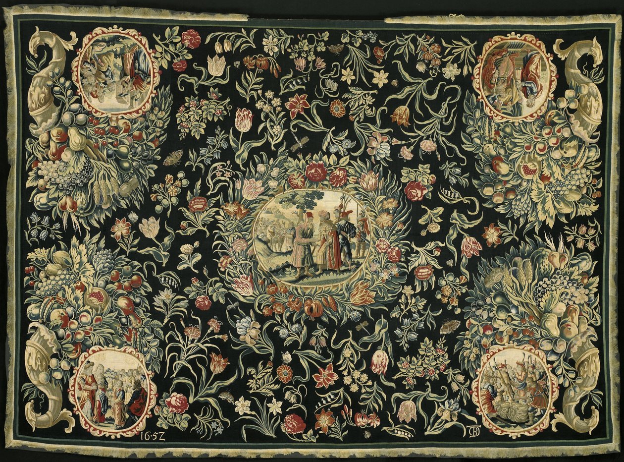 Toalha de mesa com a história de Joseph e um padrão floral de Anonymous