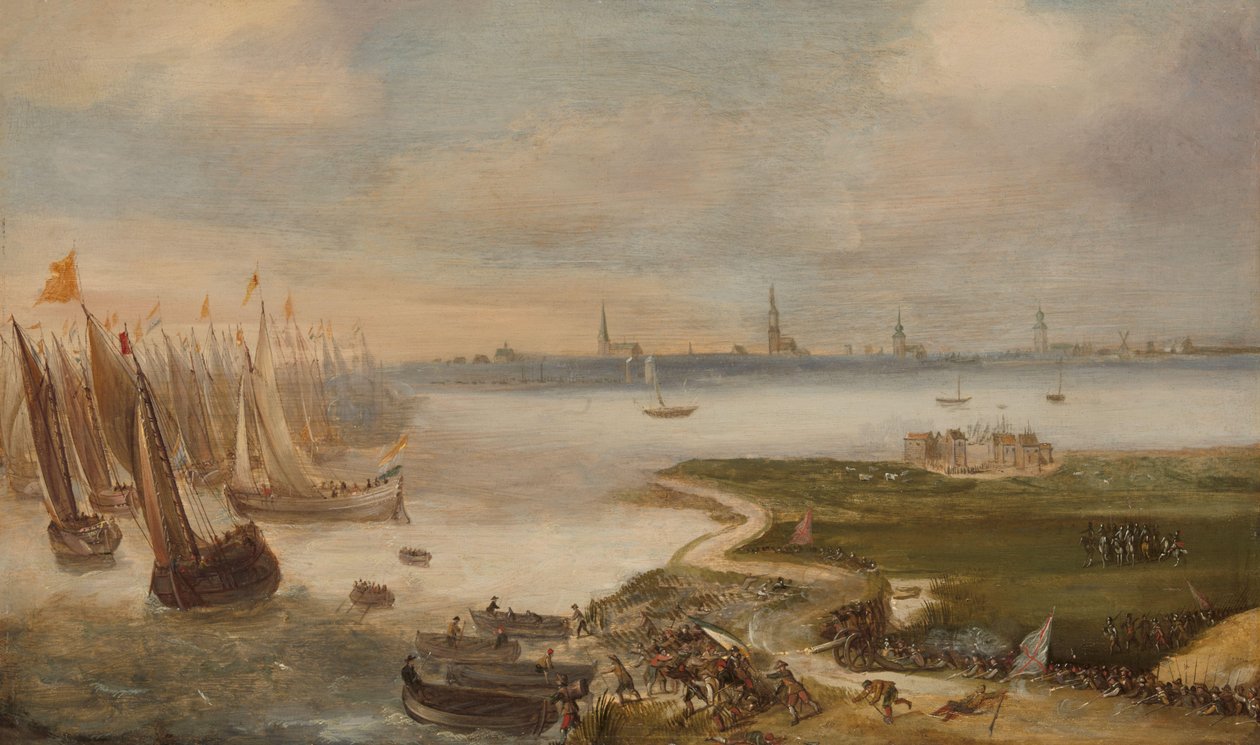 A derrota holandesa no Blokkersdijk, perto de Antuérpia, 1605 de Anonymous