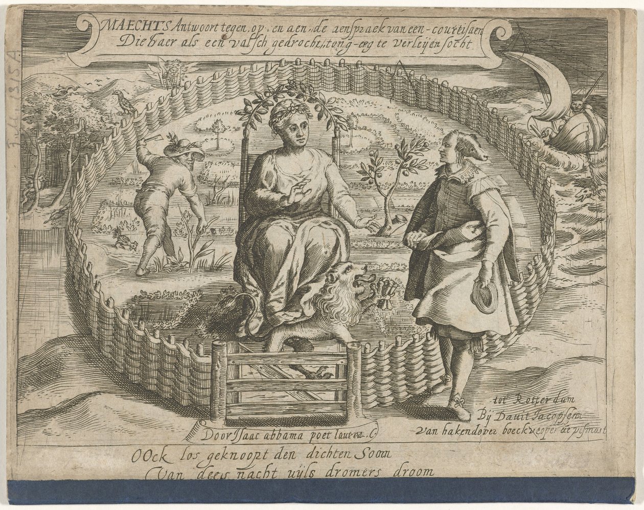 Página de rosto do panfleto: Maechts responde contra, on e aen, o discurso de uma cortesã / Die haer als een falsa monstruosidade, língua-erg to leijen socht, 1617 de Anonymous
