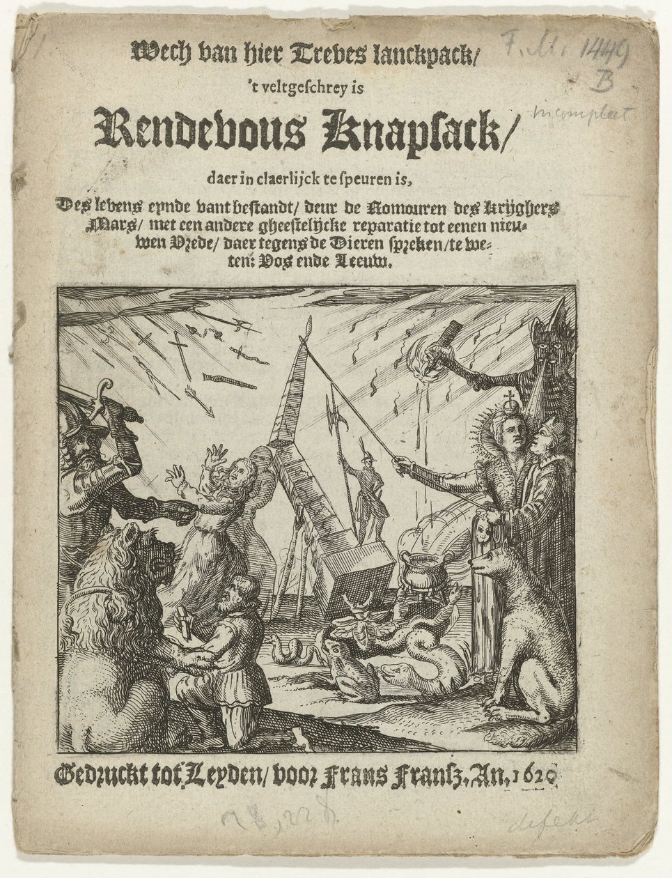 Página de título do panfleto: Mochila Rendevous, 1620 de Anonymous