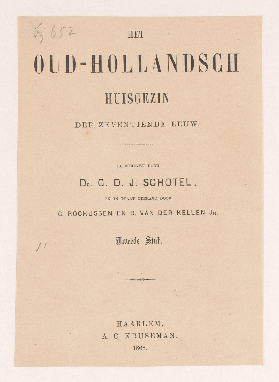 Página de título para: Gillis Dyonisius Jacobus Schotel, The Old Dutch Household, Second Piece, 1868 de Anonymous