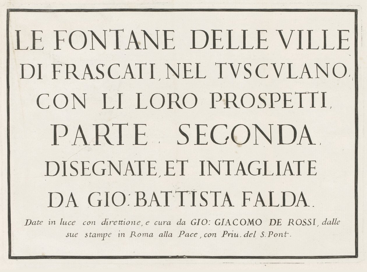 Impressão do título com título emoldurado Fontane delle ville di Frascati (título da série) Fontes de Frascati (título da série) de Anonymous
