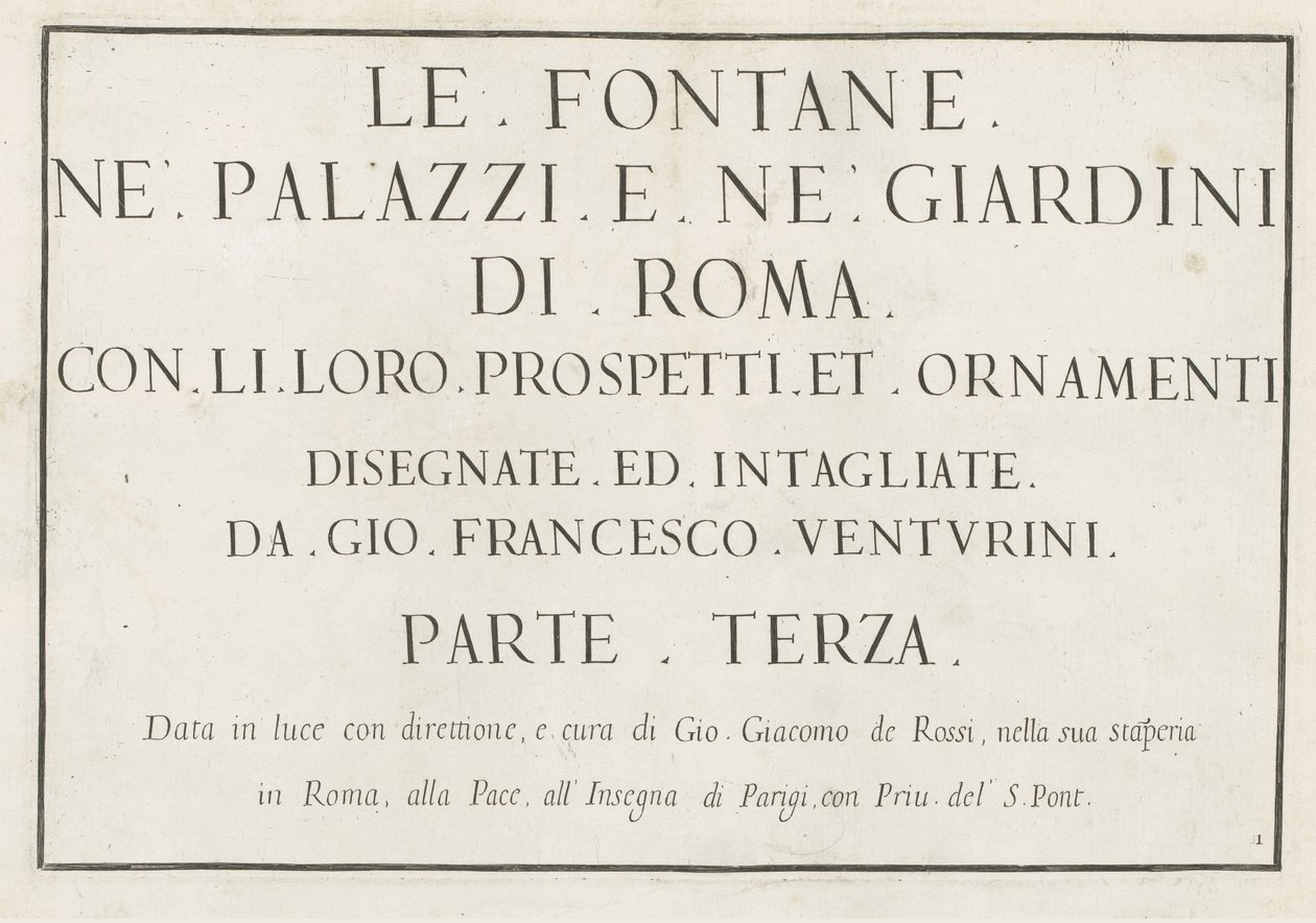 Impressão de título com título emoldurado
Le fontane ne palazzi e ne giardini di Roma (título da série)
Fontes nos palácios e jardins de Roma (título da série) de Anonymous