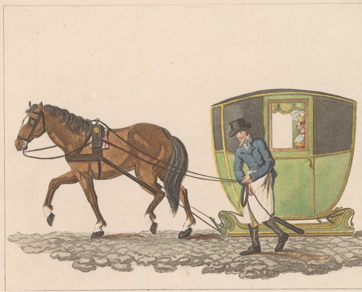 Toeslede, 1810-1825
Trenó alugado, conhecido como Sleede ou Slee (título sobre o objecto) de Anonymous