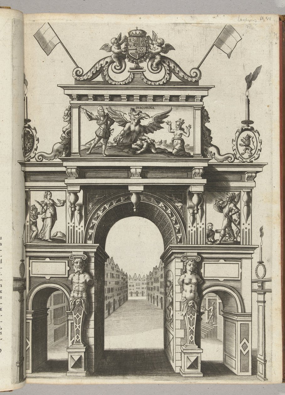 Portão Triunfal com Ernst resgatando a Bélgica da Discórdia, 1594 de Anonymous