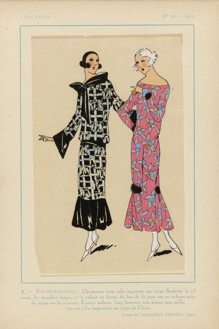Muito parisiense, 1923, nº 10: 4. - FLORES ESTRANHAS. - Encantador esse vestido estampado... de Anonymous