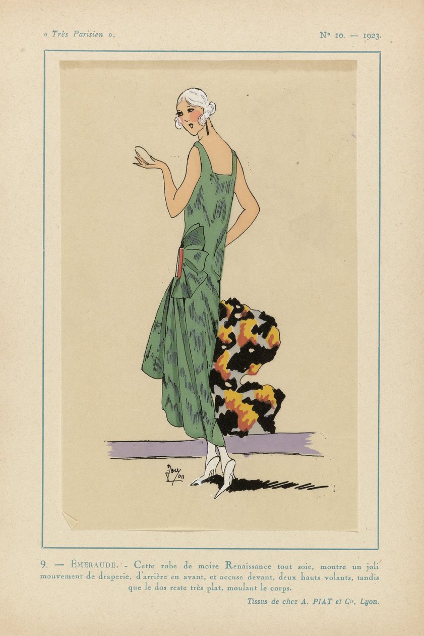 Muito parisiense, 1923, nº 10: 9. - ESMERALDA. - Este vestido moiré renascentista.... de Anonymous