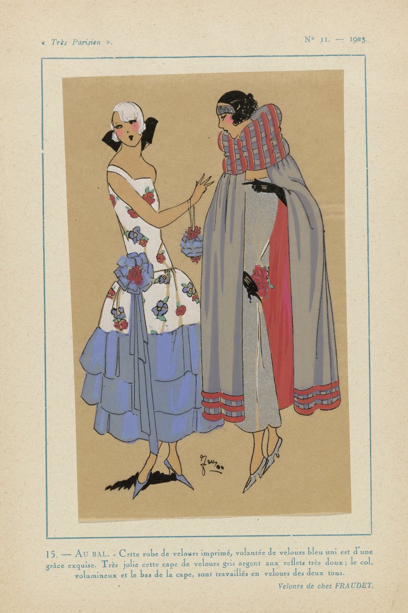 Très Parisien, 1923, No. 11: 15 - AU BAL. - Este vestido de veludo... de Anonymous