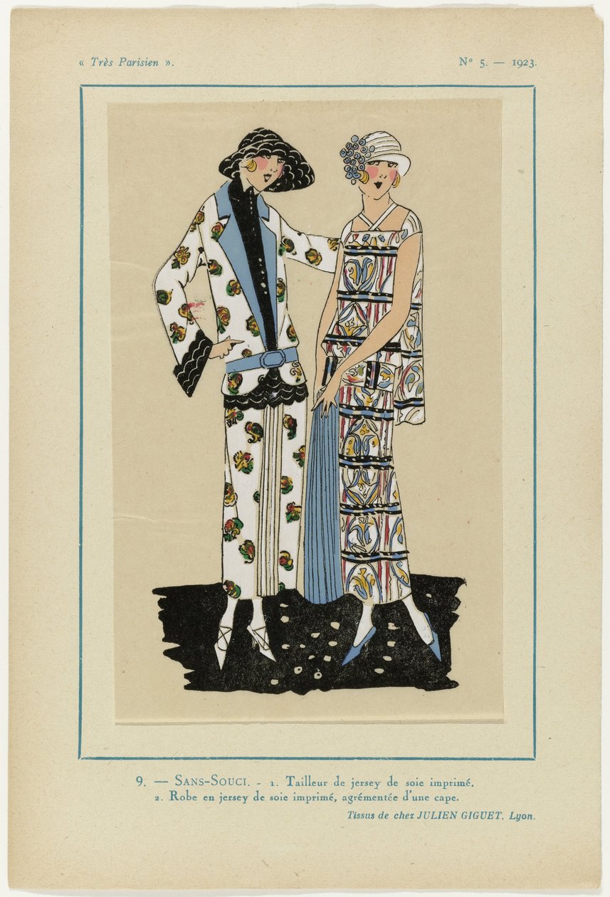 Muito parisiense, 1923, nº 5: 9.- SANS-SOUCI. 1. Fato de jersey... de Anonymous