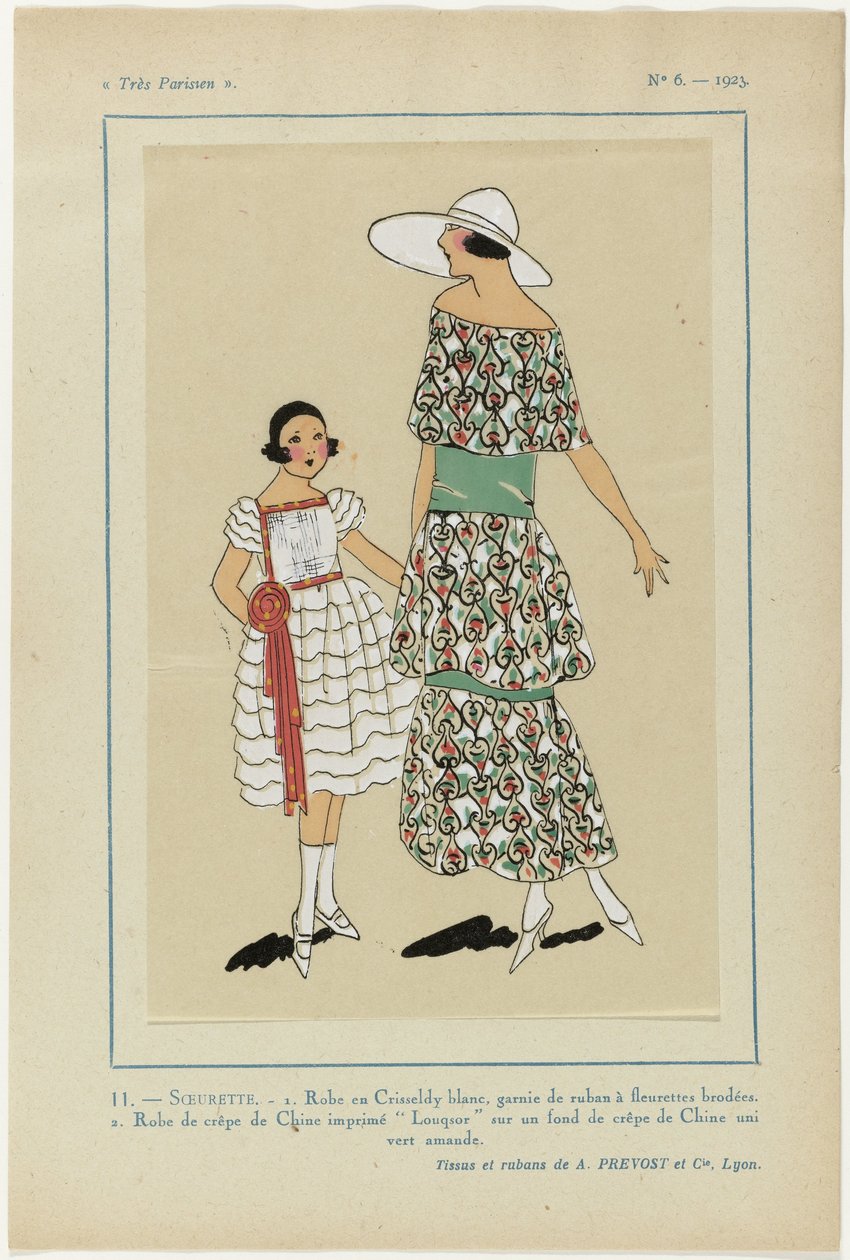 Très Parisien, 1923, No 6: 11.-SOEURETTE. - 1. vestido crisseldy branco... de Anonymous