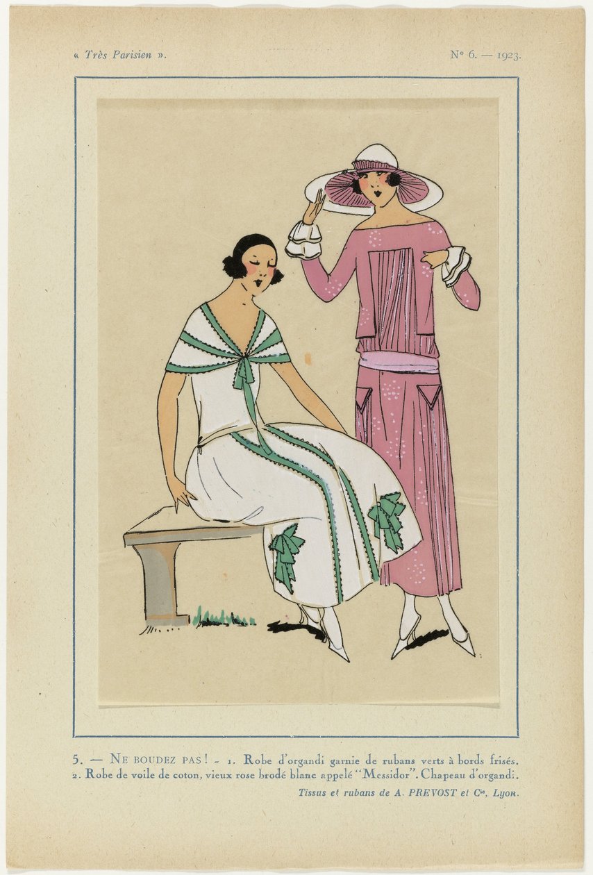 Très Parisien, 1923, No. 6: 5. - 1. vestido organdy... de Anonymous