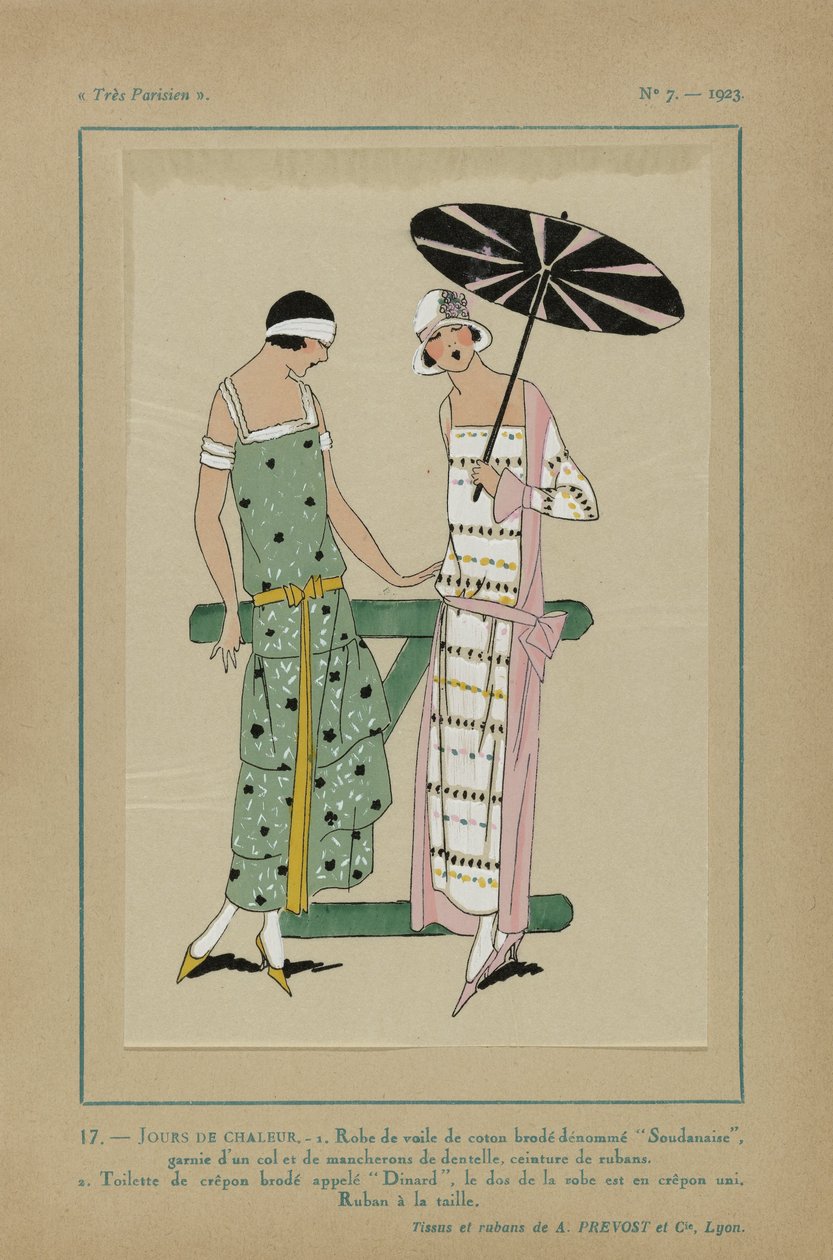 Muito parisiense, 1923, nº 7: 17.- DIAS DE CALOR. - 1. Vestido de voile de algodão... de Anonymous