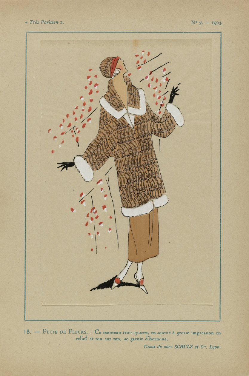 Muito parisiense, 1923, nº 7: 18.- CHUVA DE FLORES. / Este casaco três quartos... de Anonymous