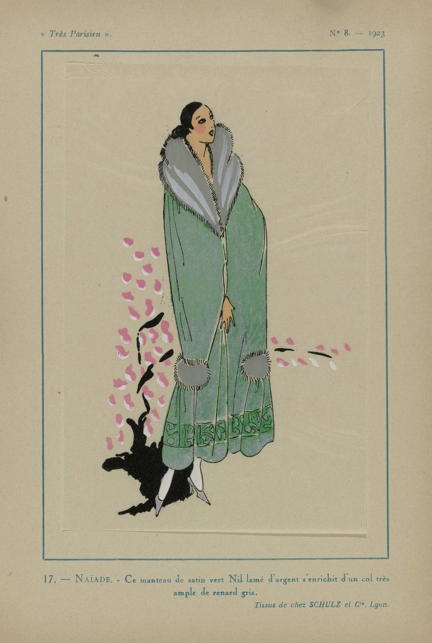 Muito parisiense, 1923, nº 8: 17.- NAÏADE. - Este casaco de cetim verde Nilo... de Anonymous
