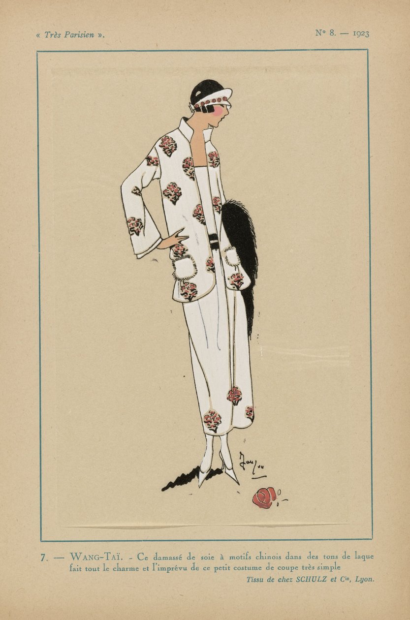 Très Parisien, 1923, No. 8: 7. - Este damasco de seda... de Anonymous