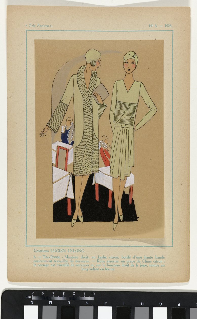Très Parisien, 1928, No. 8: Creations LUCIEN LELONG / 6. - TEA-ROOM... de Anonymous