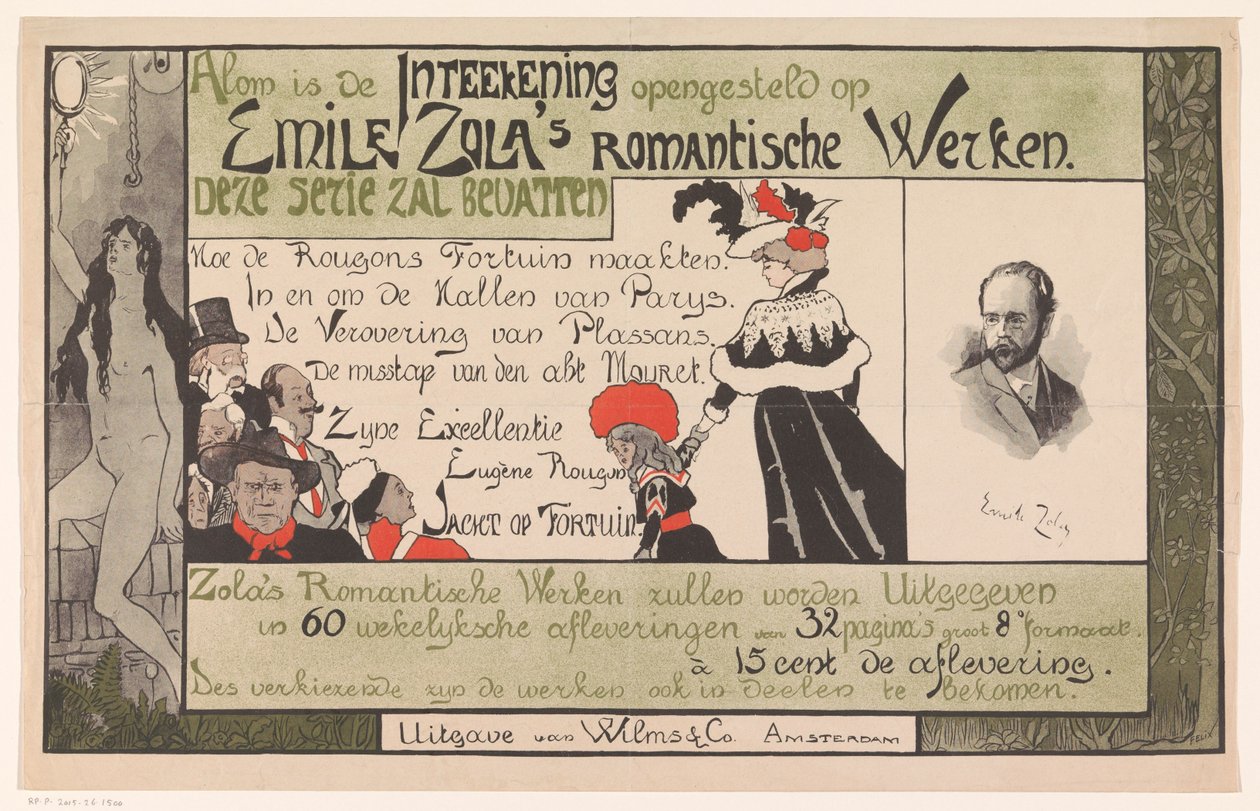 Prospecto da editora para as Obras Românticas de Emile Zola de Anonymous