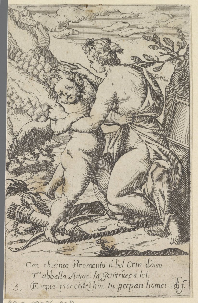 Vénus pentes de cabelo de Amor
Cenas com Vénus e Amor (cópias) (título da série)
Scherzi d