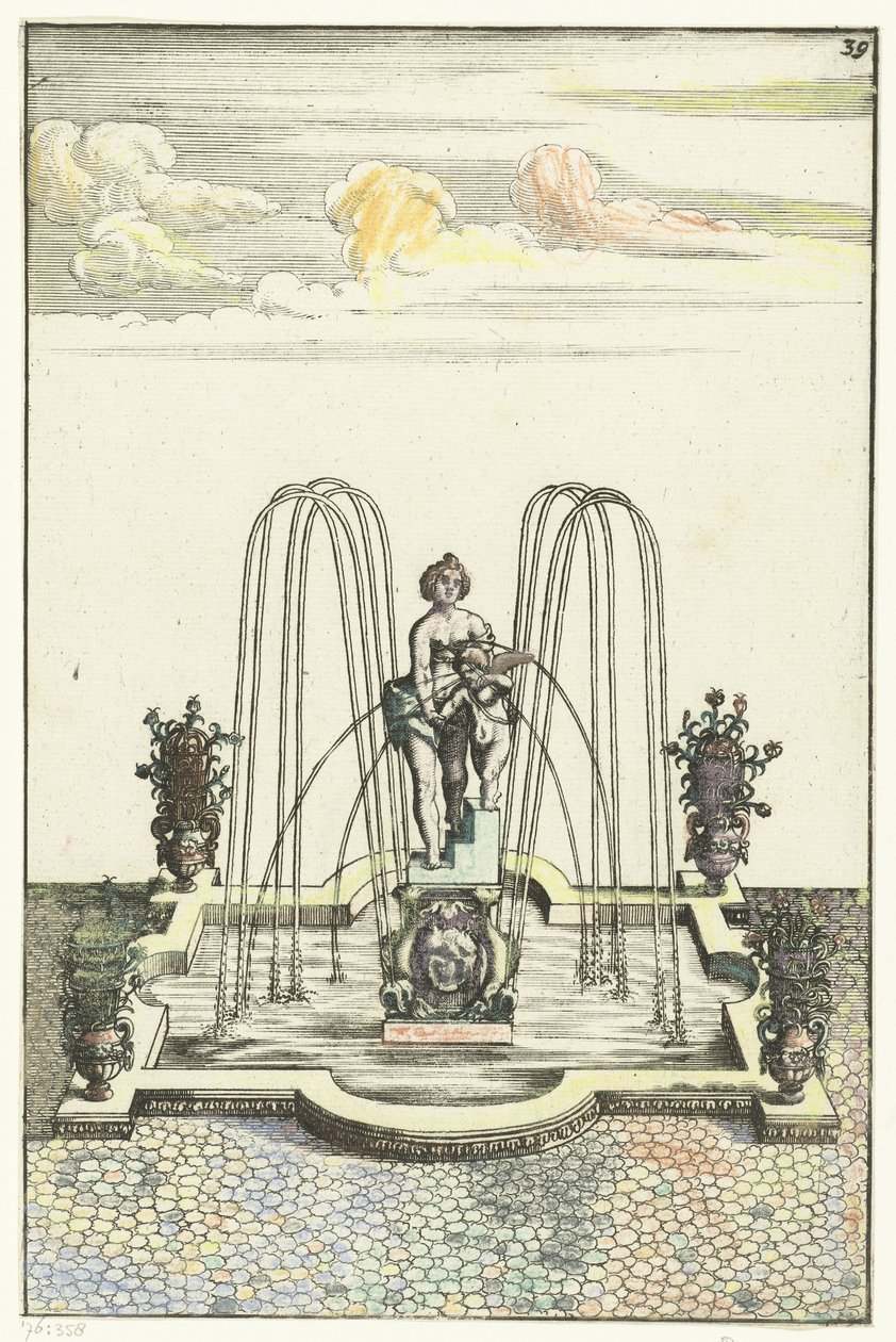 Bacia quadrada com protuberâncias semicirculares Architectura Curiosa Nova (título da série) de Anonymous
