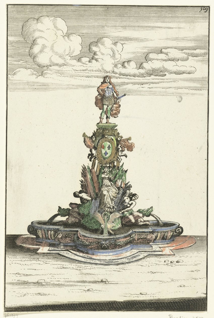Bacia quadrada com protuberâncias semicirculares Architectura Curiosa Nova (título da série) de Anonymous