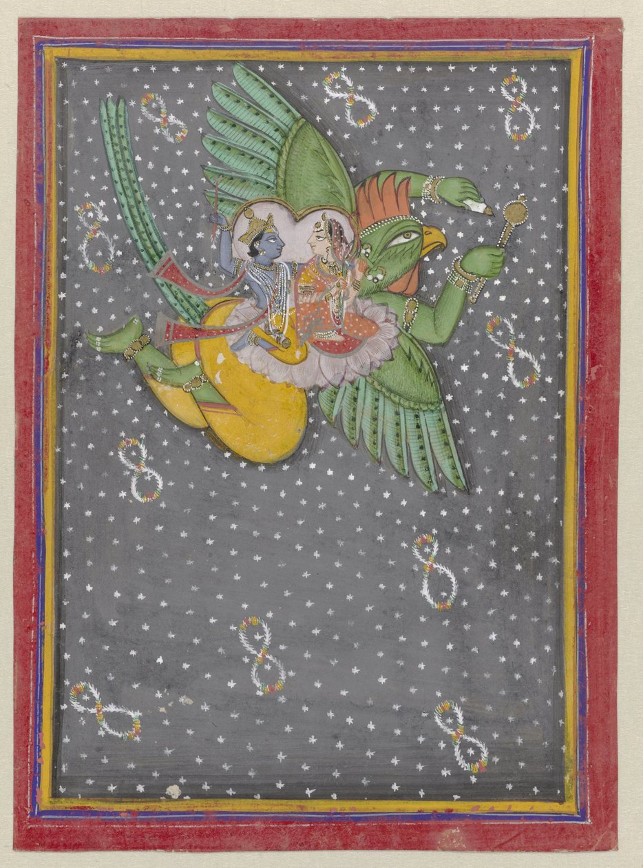 Vishnu e Lakshmi montando Garuda de Anonymous
