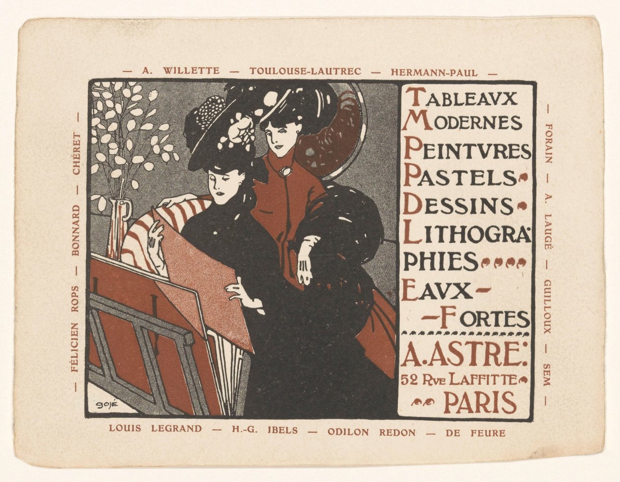 Cartão de visita do comerciante de arte Achille Astre em Paris de Anonymous