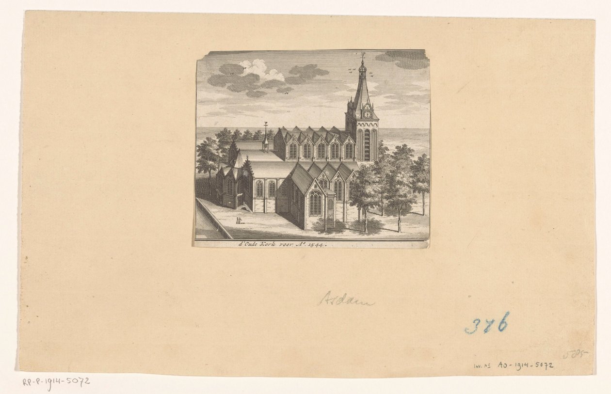 Vista aérea do Oude Kerk em Amesterdão, antes de 1544
d