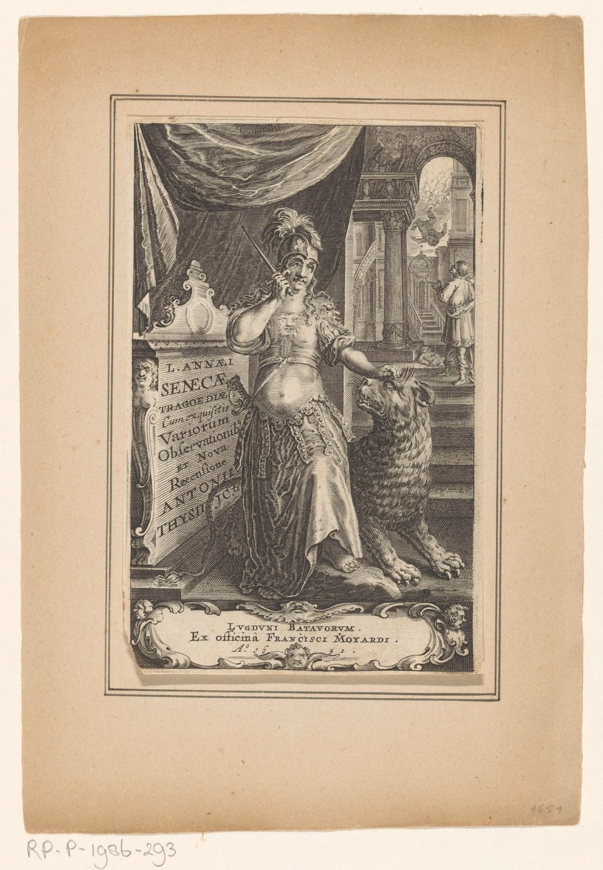 Vrouw conheceu Leeuw Título da página: Lucius Annaeus Seneca e Antonius Thysius, L. Annaei Senecae tragoediae, 1651 de Anonymous