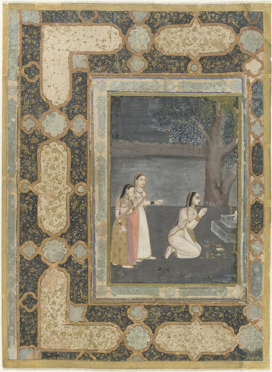 Mulheres em frente de um altar de linga (Bhairavi ragini) de Anonymous