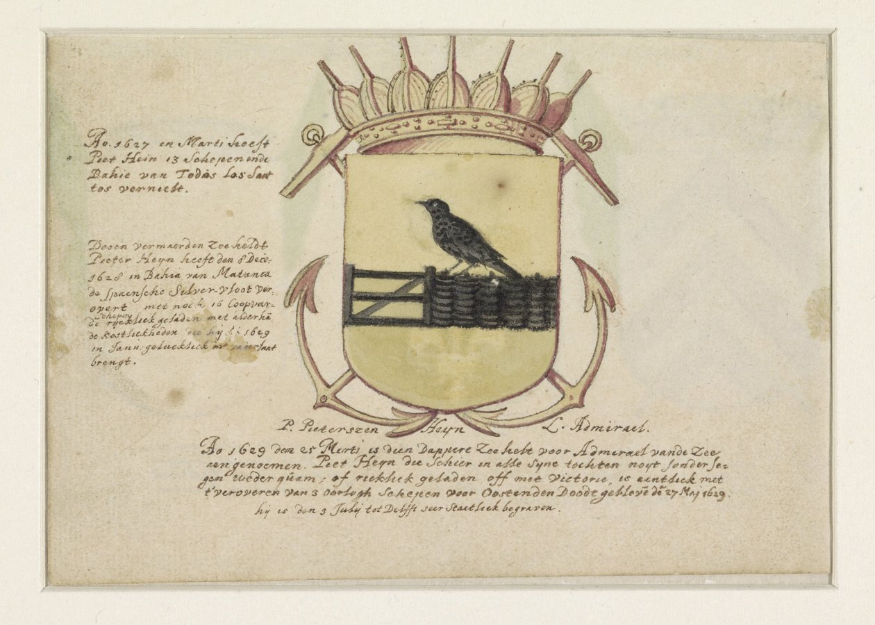 Brasão de armas de Van Dorth e Almirante Jacob Willekens e um brasão em branco de Anonymous