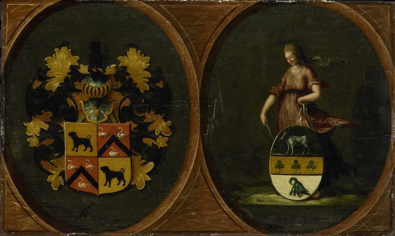 Brasão com as armas do casal Pieter Courten e Hortensia del Prado, 1625 de Anonymous